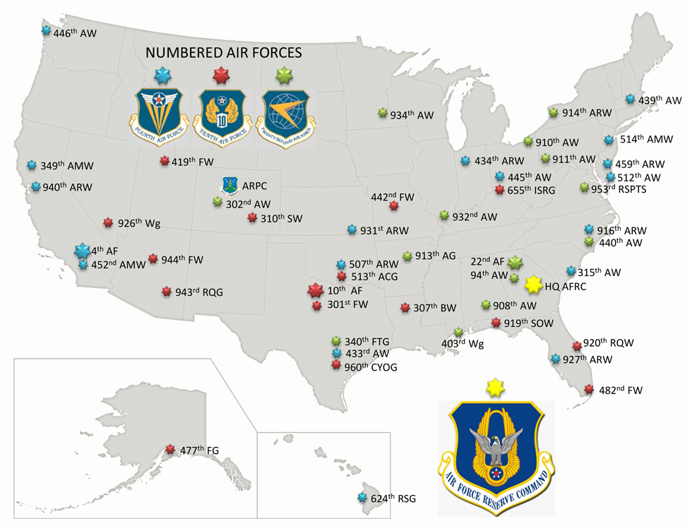 Air Force Reserve units by Numbered Air Force assignment